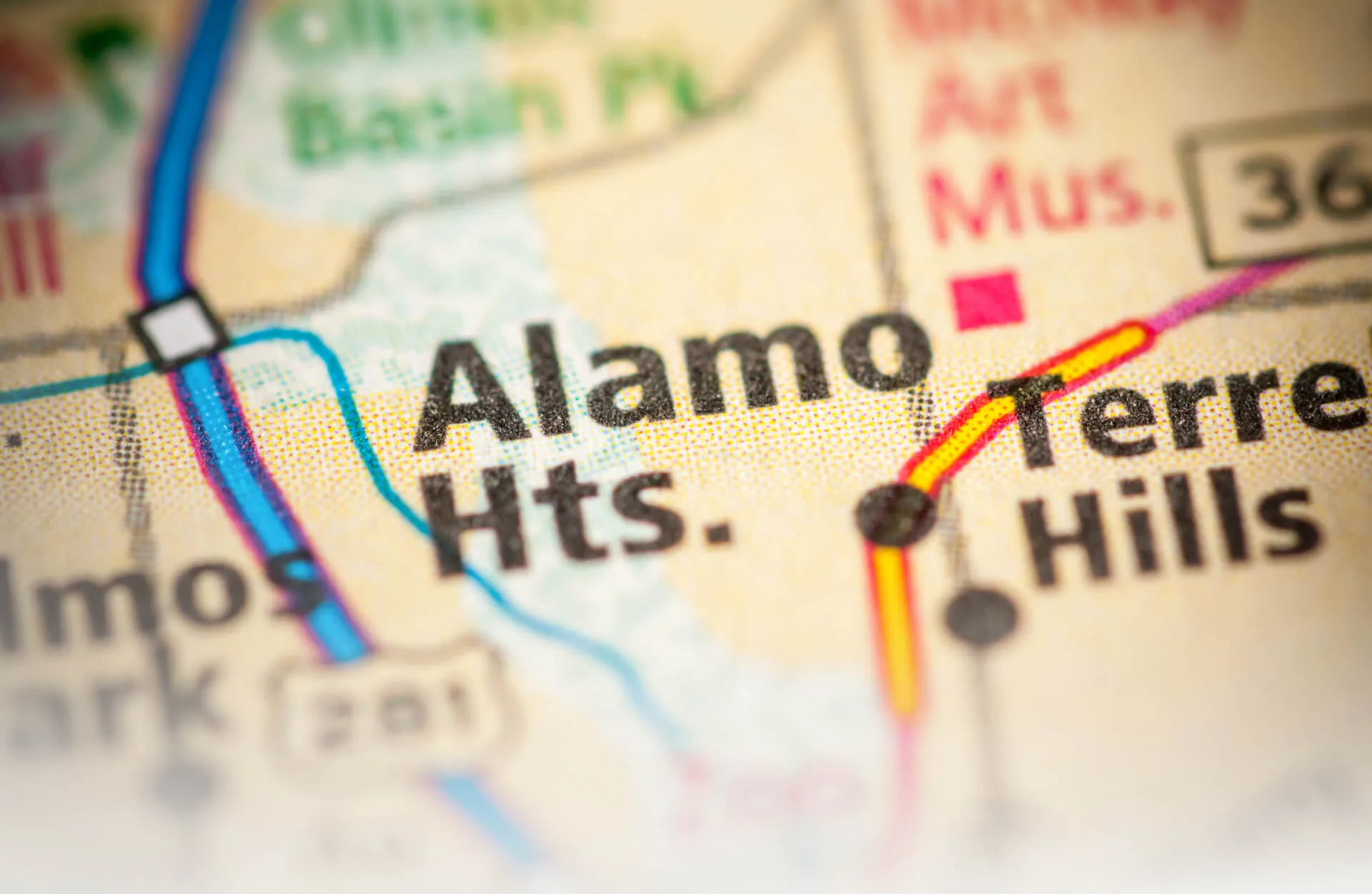 Map labeled Alamo Heights